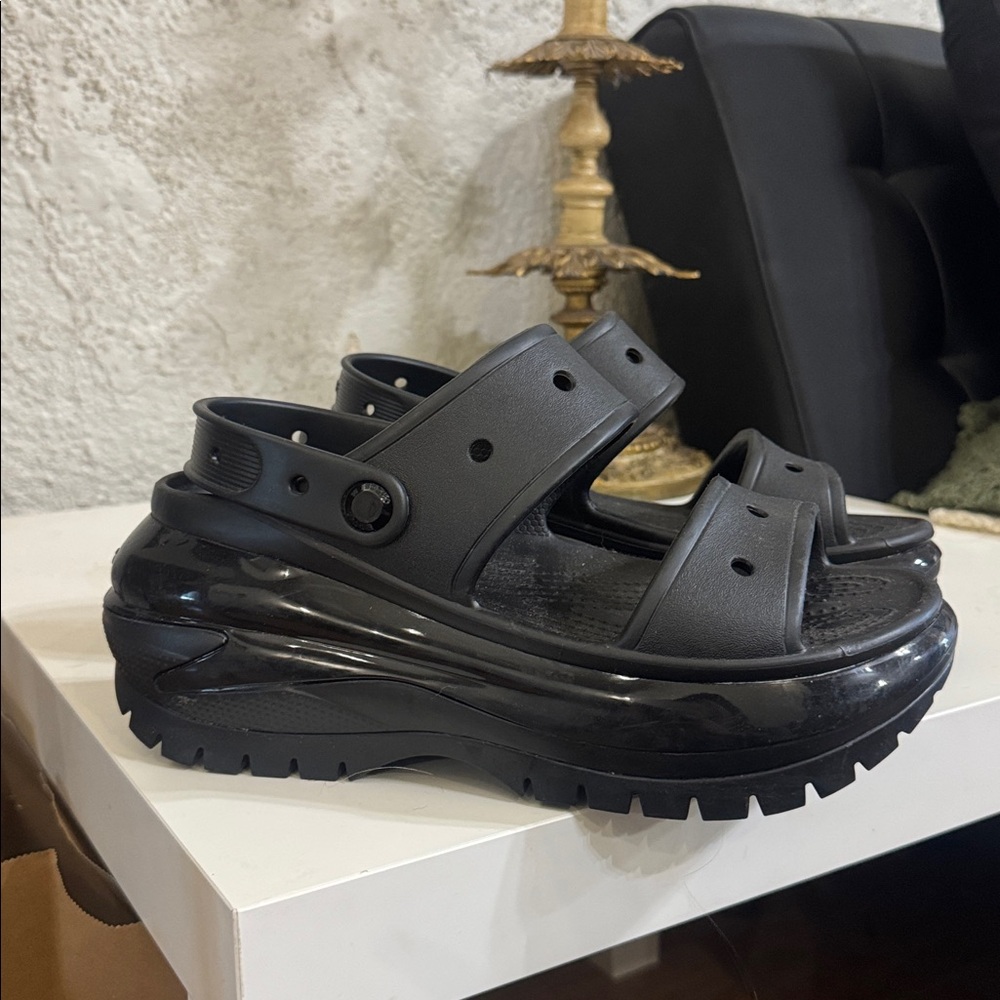 Croc Black Platform Sandals
